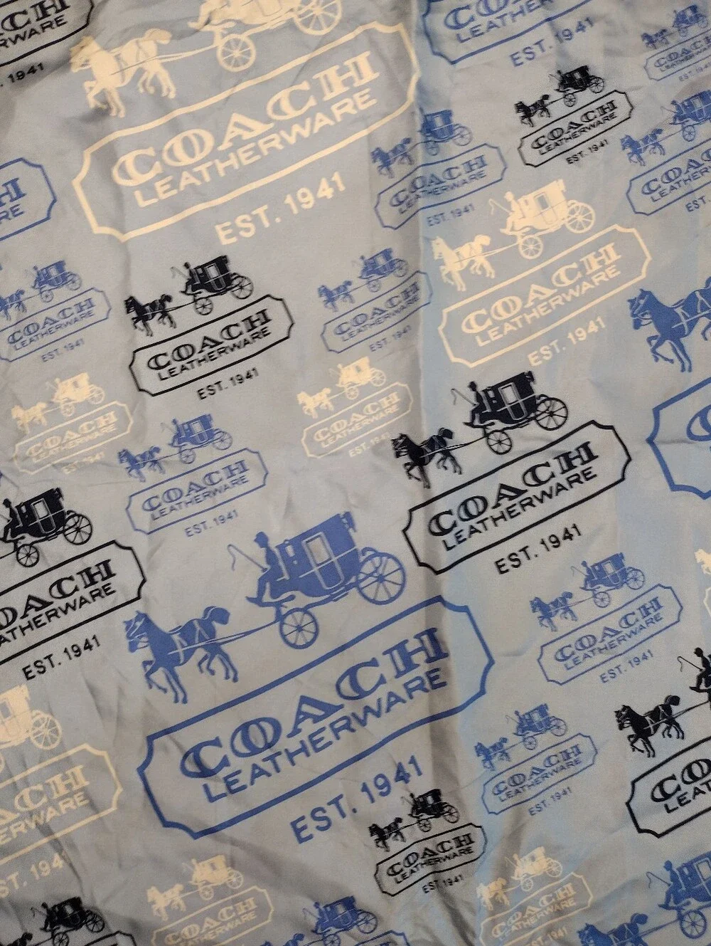 COACH Blue White 100% Silk 27